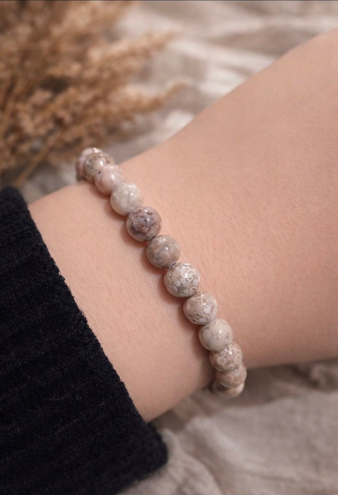 Bracelet en Agate Fossile – Ancrage & Stabilité