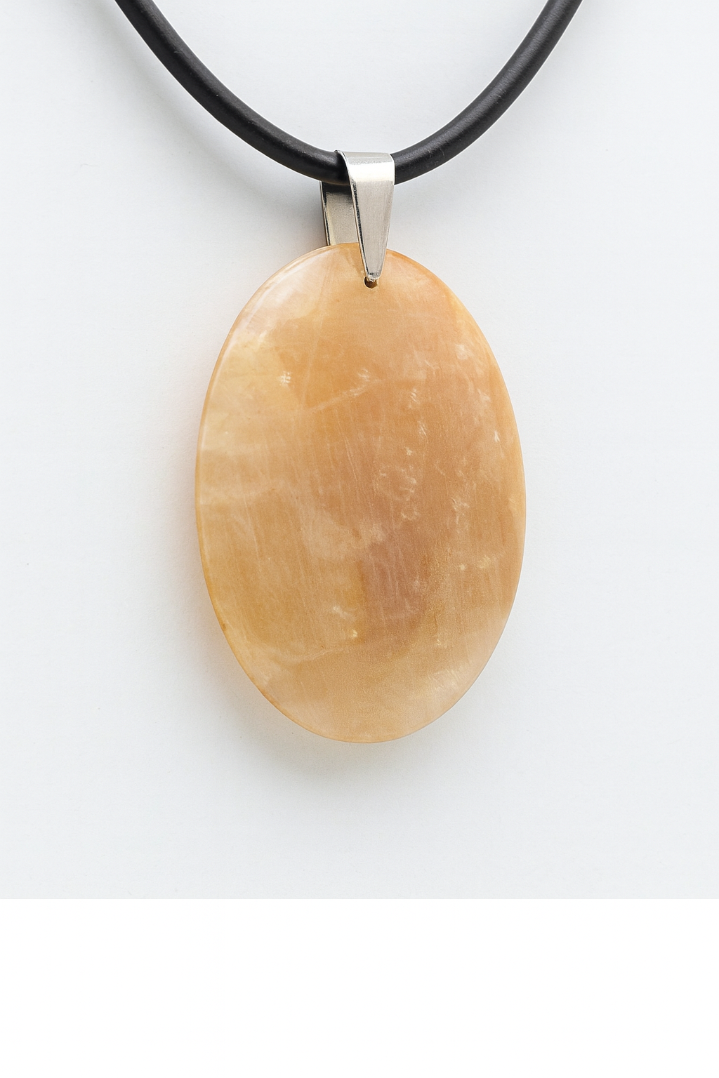 Pendentif Pierre plate ovale Pierre de lune orange AA 35 à 45mm