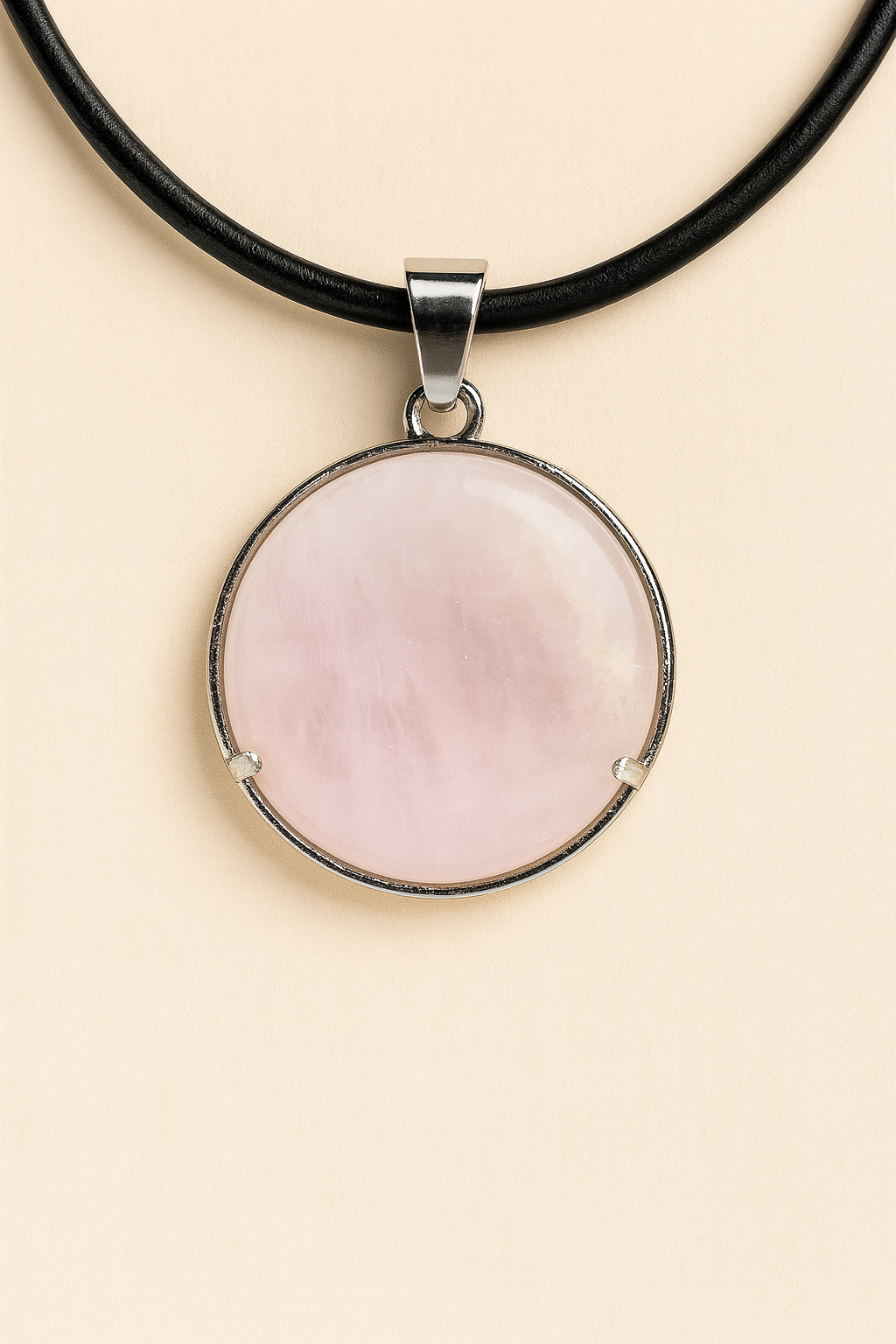 Pendentif Lotus OM en Quartz Rose