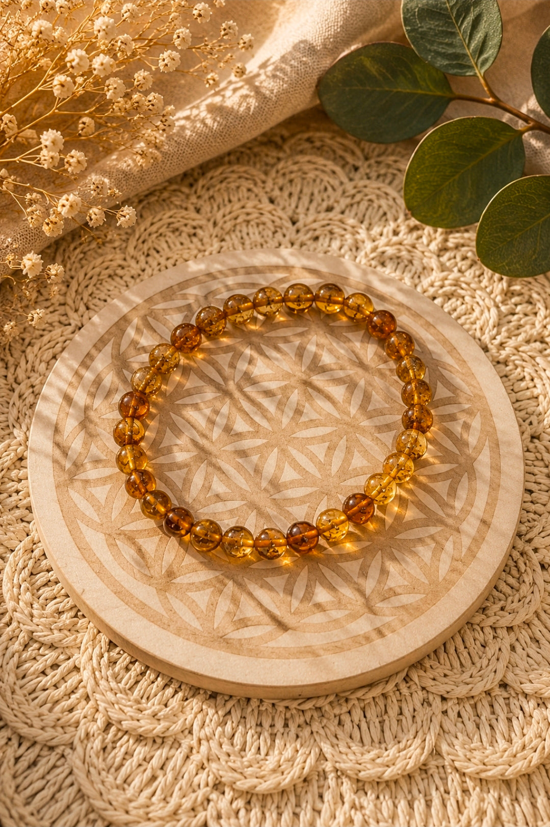 Bracelet Ambre Miel – Vitalité & Sérénité