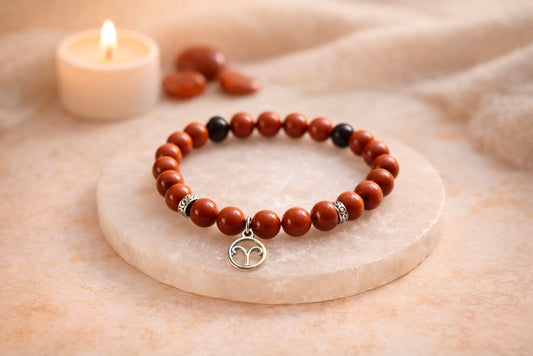 Bracelet Bélier – Jaspe rouge & Grenat rouge 8 mm