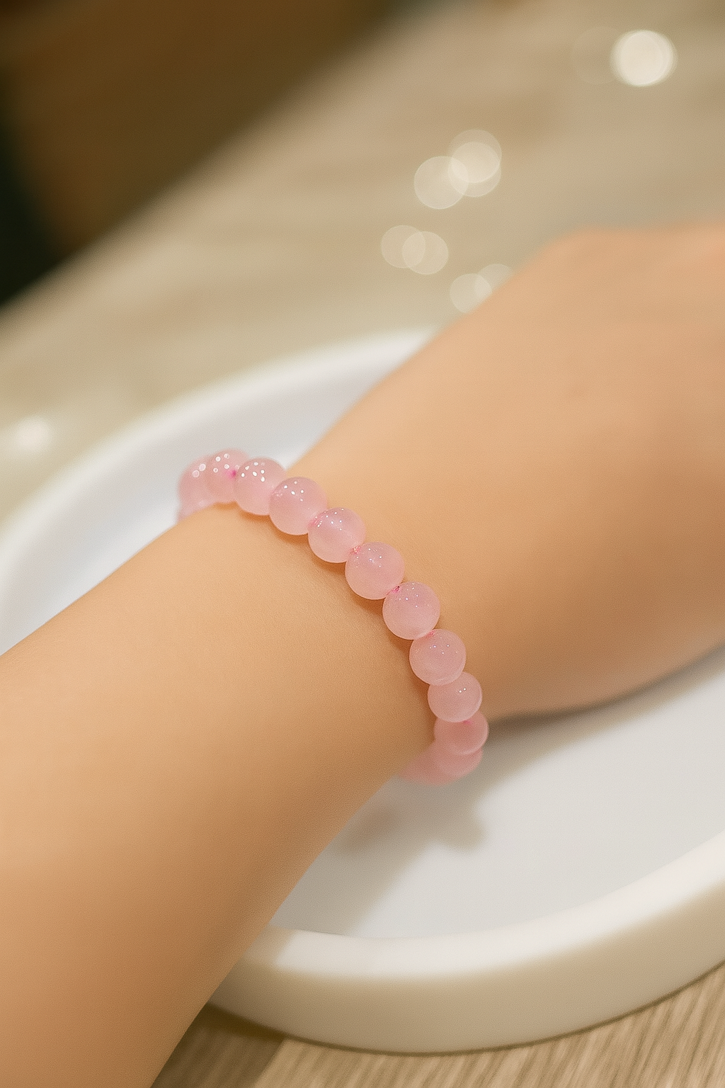 Bracelet Quartz rose (8 mm taille 0)
