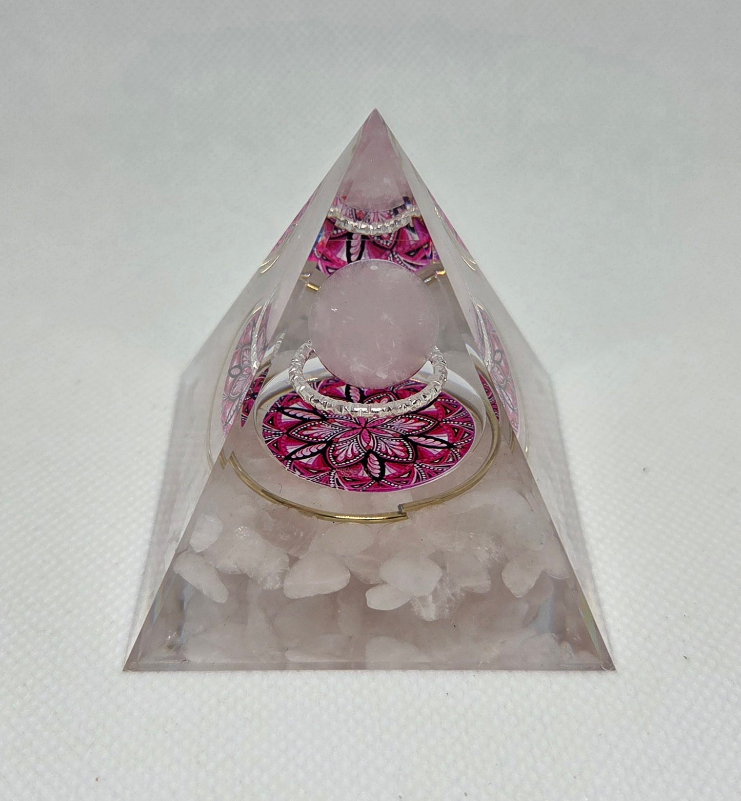 Orgonite Rosace – Quartz Rose 60 mm