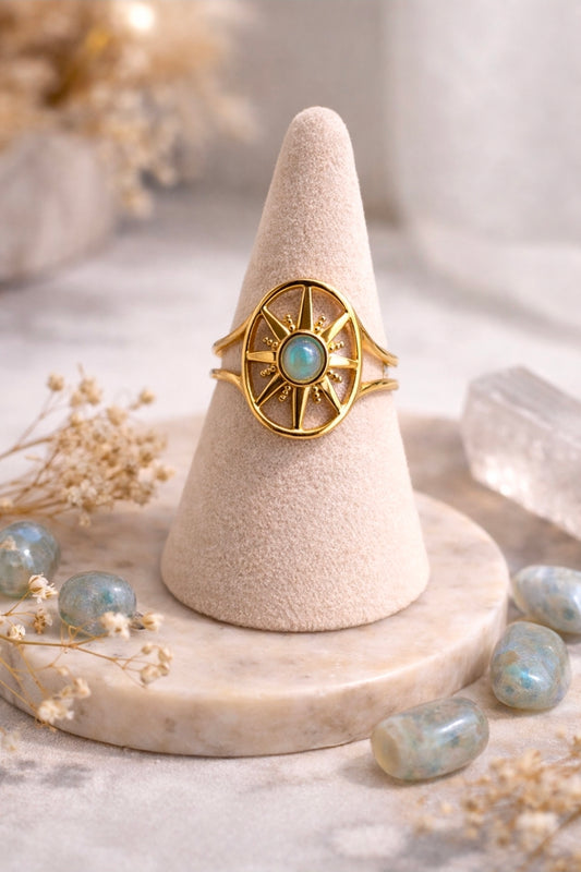 Bague Dorée Labradorite – Protection & Intuition