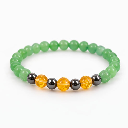 Bracelet Aventurine verte - Citrine - Hématite – 6 mm