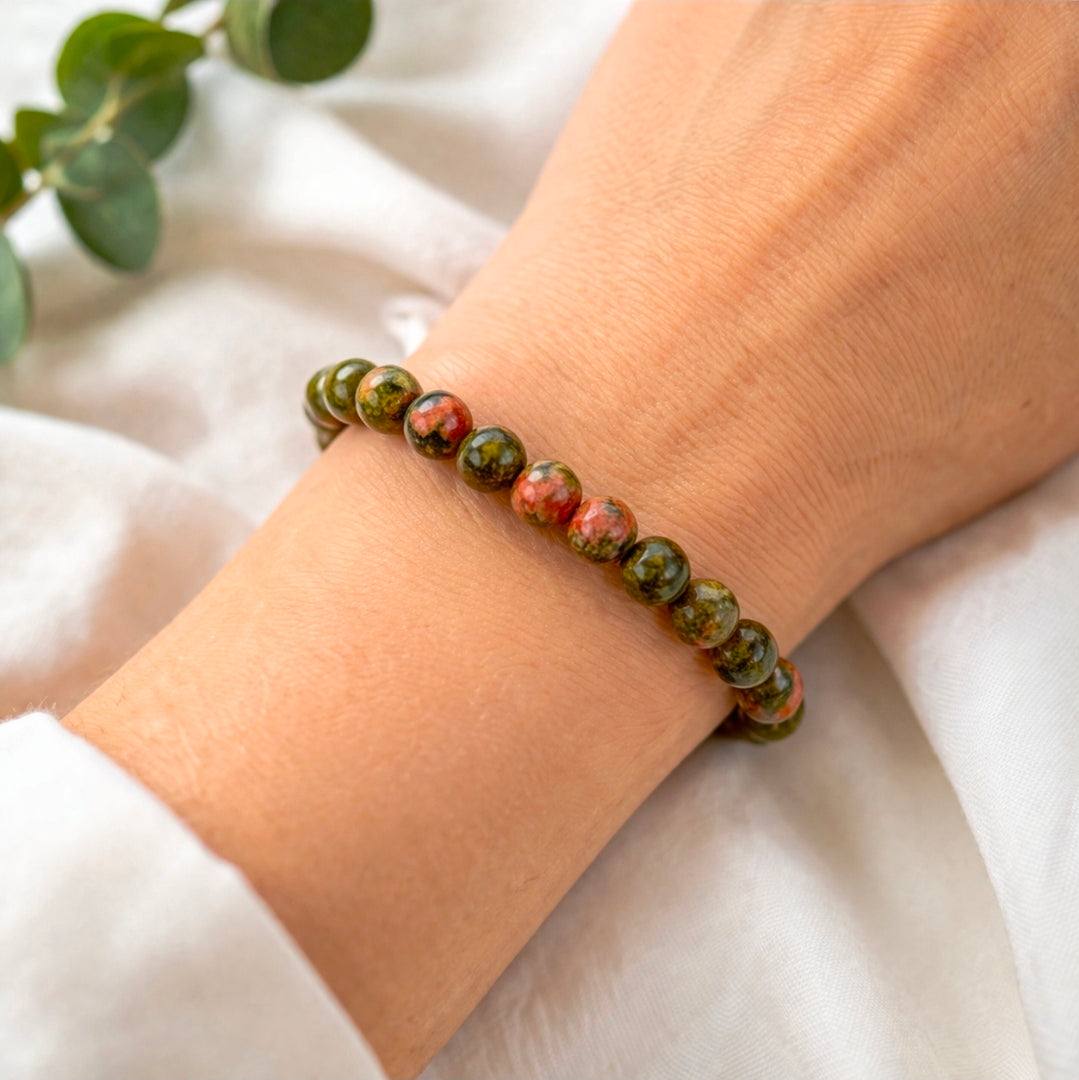 Bracelet Unakite 6mm – Équilibre émotionnel et apaisement