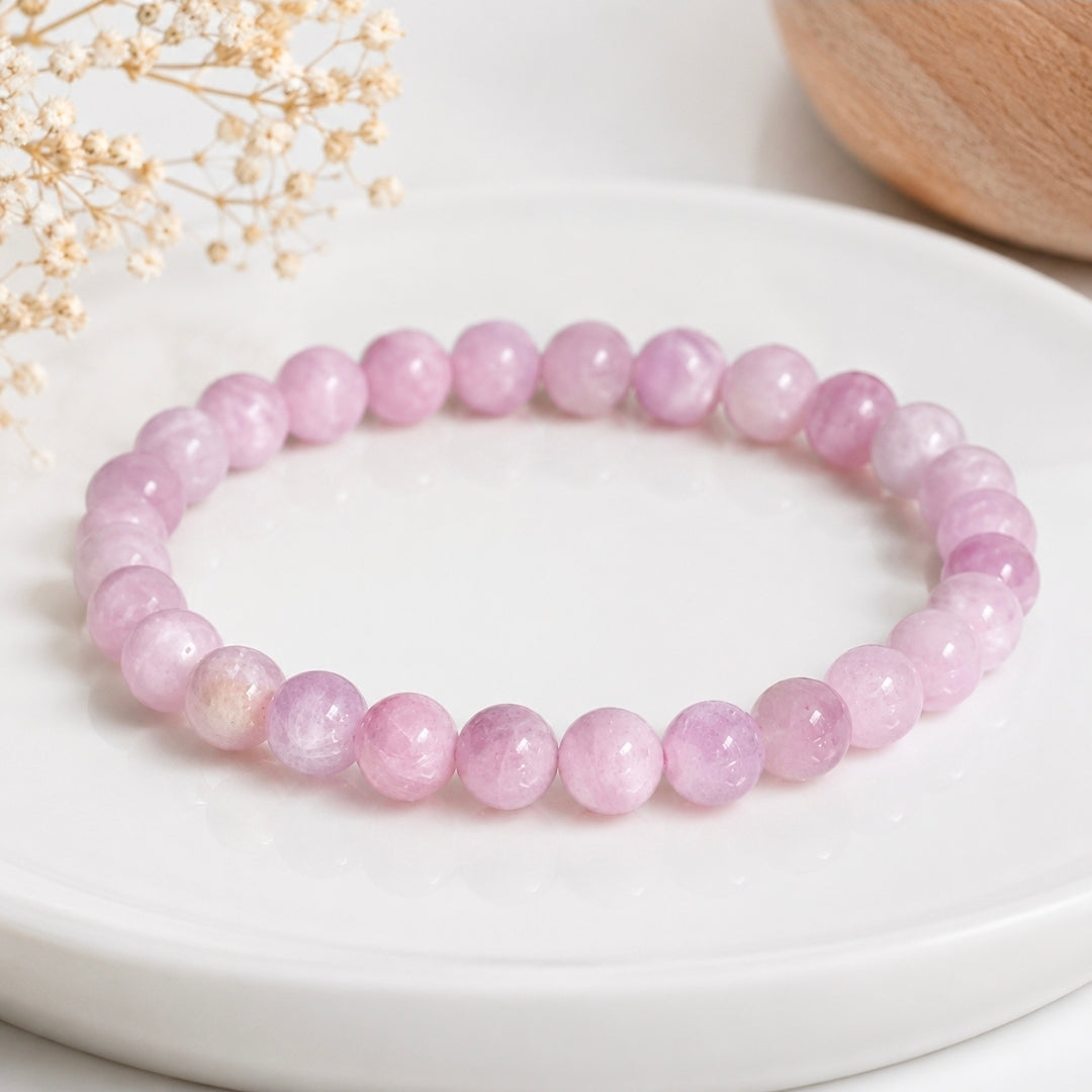Bracelet en Kunzite 6 mm – Douceur, amour & sérénité
