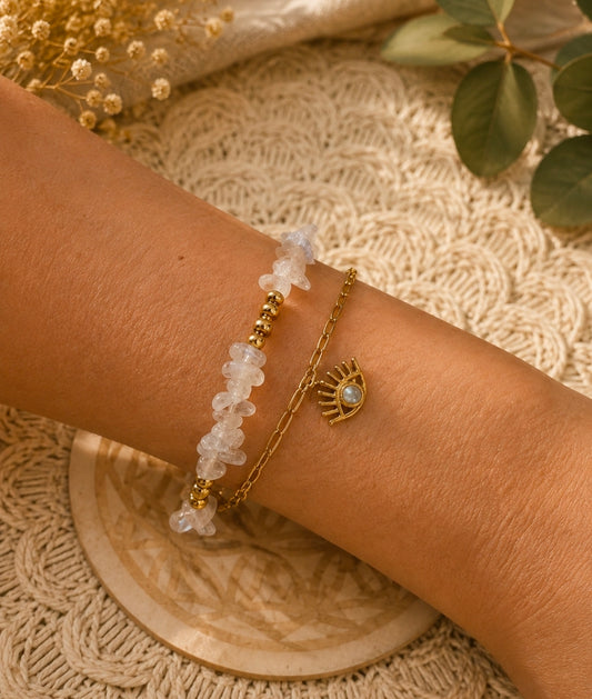Bracelet Horus doré en Labradorite AA – Protection & Intuition