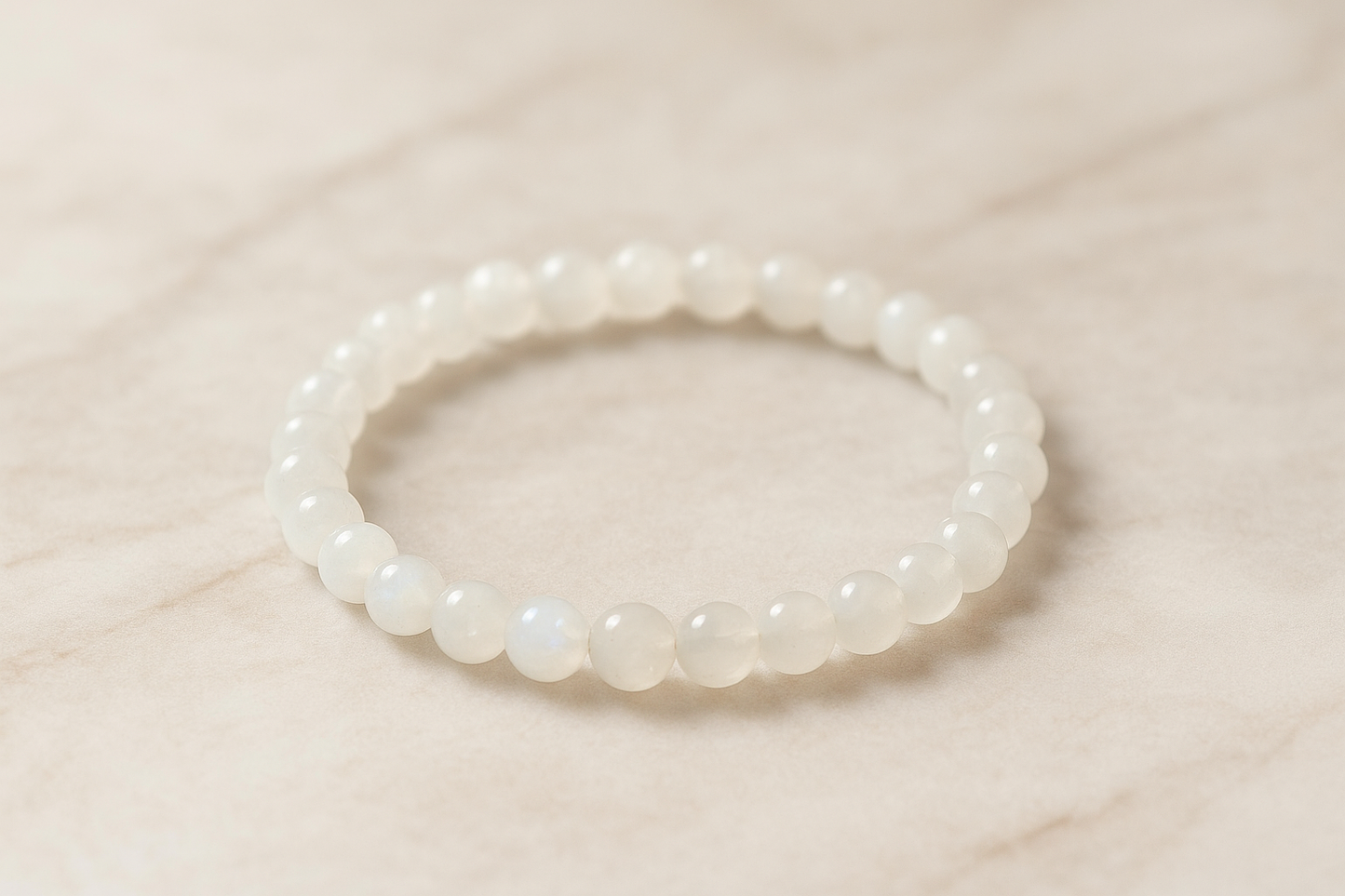 Bracelet Pierre de lune beige AA (6mm)