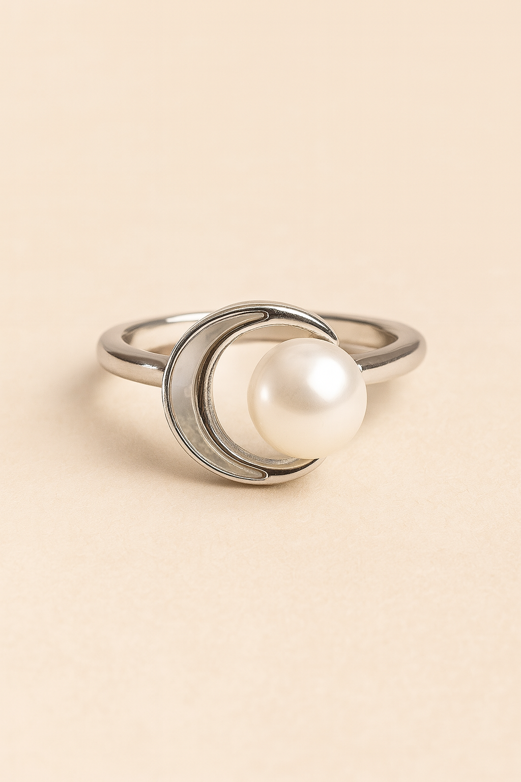 Bague Ajustable « Lune & Perle » – Intuition & Féminin Sacré