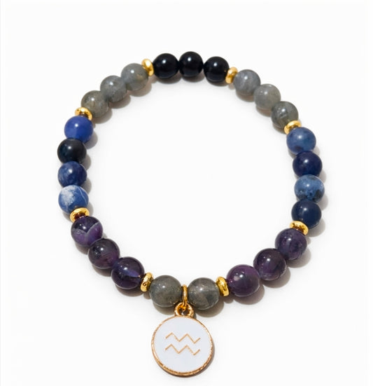 Bracelet Verseau – Améthyste, Sodalite, Labradorite et onyx