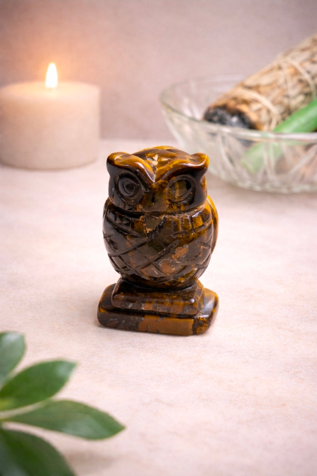 Chouette en Œil de Tigre – Protection, Intuition et Sagesse 50 mm