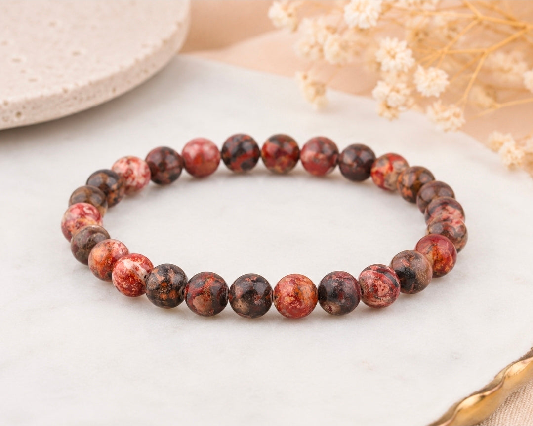 Bracelet Jaspe Léopard Naturel – 6 mm