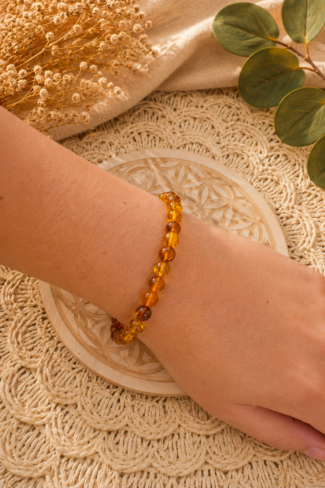 Bracelet Ambre Miel – Vitalité & Sérénité