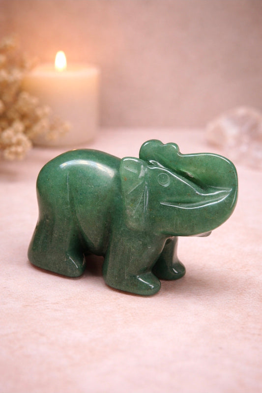 Éléphant en Aventurine Verte – Chance et Harmonie (50 mm)