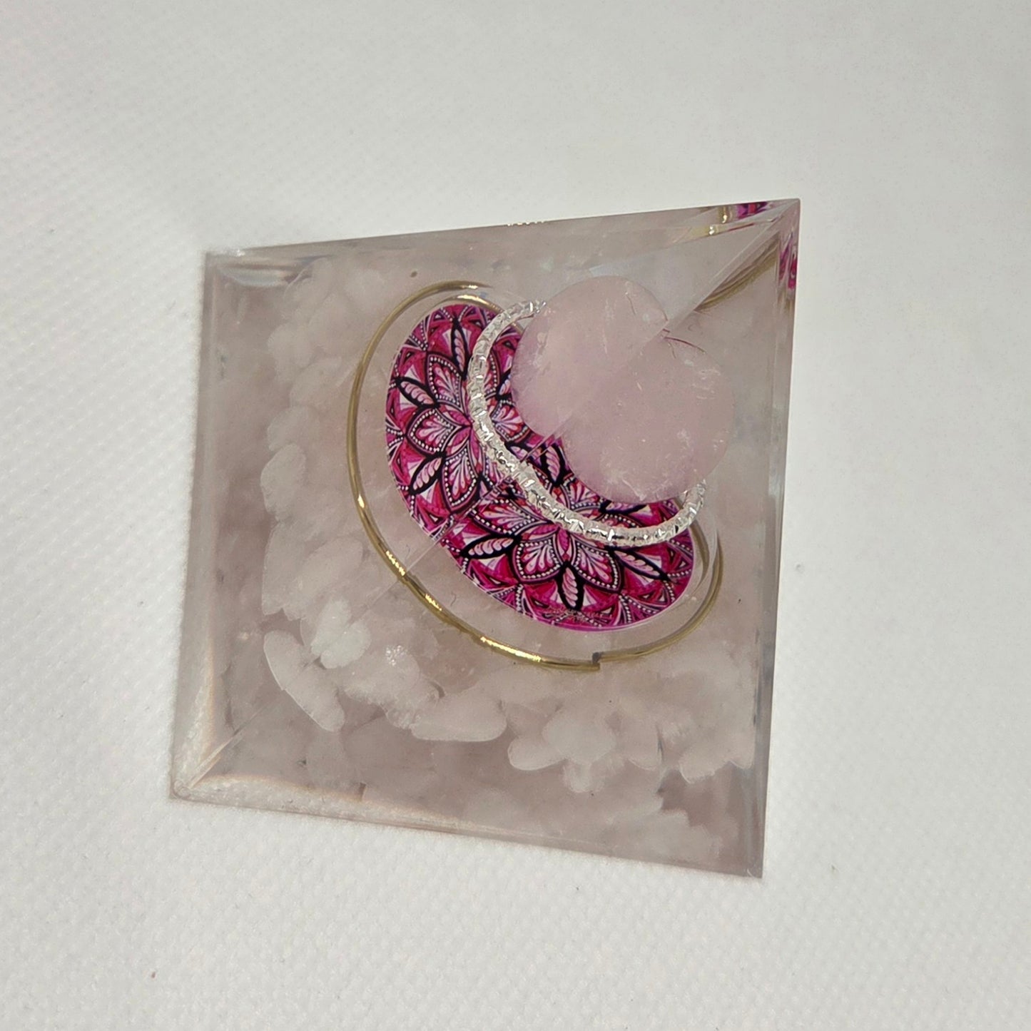 Orgonite Rosace – Quartz Rose 60 mm